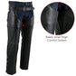 Milwaukee Leather LKM5714 Men's Black Premium Leather Motorcycle Riding Chaps w/ Removable Insulating Liner