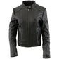 Milwaukee Leather LKL2735 Women's Black Premium Leather Scuba Style Biker Jacket w/ Mandarin Collar