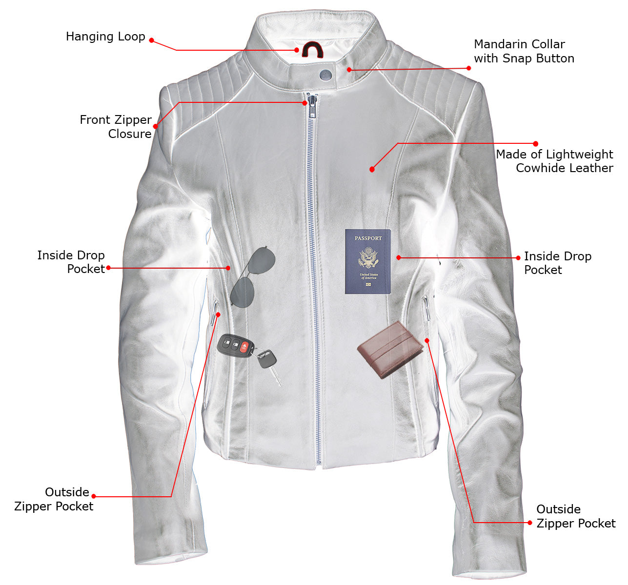 Milwaukee Leather LKL2735 Women's Black Premium Leather Scuba Style Biker Jacket w/ Mandarin Collar