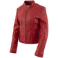 Milwaukee Leather LKL2738 Women's Red Premium Leather Scuba Style Biker Jacket w/ Mandarin Collar