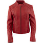 Milwaukee Leather LKL2738 Women's Red Premium Leather Scuba Style Biker Jacket w/ Mandarin Collar