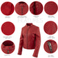 Milwaukee Leather LKL2738 Women's Red Premium Leather Scuba Style Biker Jacket w/ Mandarin Collar