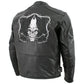 Milwaukee Leather LKM17008 Men's Premium Black Reflective Skulls Cruiser Style Motorcycle Jacket w/ CE Armor