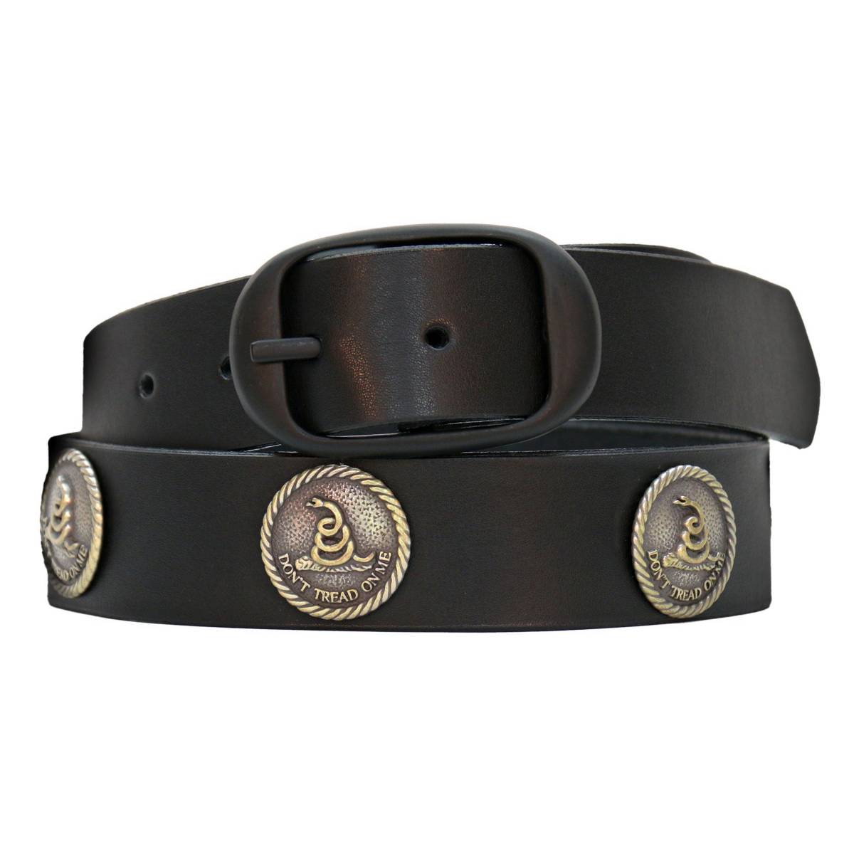 Hot Leathers BLA1133 Men's Don't Thread On Me Black Leather Belt w/ Interchangeable Buckle - 1.5 inches Wide