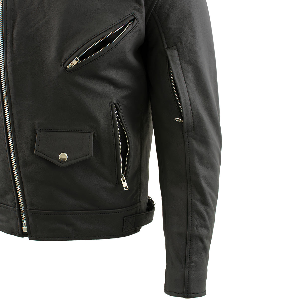 Milwaukee Leather LKM17010 Men's Reaper Premium Matte Black Leather Motorcycle Biker Riders Jacket