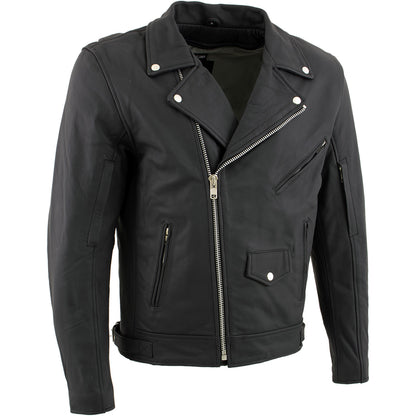 Milwaukee Leather LKM17010 Men's Reaper Premium Matte Black Leather Motorcycle Biker Riders Jacket