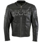 Milwaukee Leather LKM17011 Men's 3 Skull Head Premium Black Leather Motorcycle Jacket with CE Armor