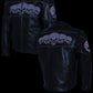 Milwaukee Leather LKM17011 Men's 3 Skull Head Premium Black Leather Motorcycle Jacket with CE Armor