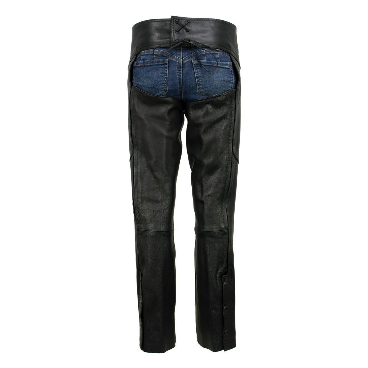 Milwaukee Leather USA MADE MLCHL5001 Women's Black Shade Premium Leather Motorcycle Chaps