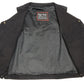 Club Vest CVM1360 Men's Classic Side Lace Black Denim Motorcycle Vest with Snap Buttons
