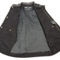 Club Vest CVM3011 Men's Side Lace Black Denim Vest with Leather Trim Accents