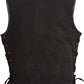 Club Vest CVM3039 Men's Black Denim Motorcycle Rider Vest with Leather Trim and Side Laces