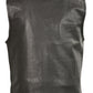 Club Vest CVM3710 Men’s Leather Black Open Neck Vest with Snap and Zip Front Closure