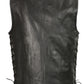 Club Vest CVM3741 Men’s Black Zipper Front Side Lace Leather Vest with Seamless Design