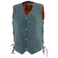 Milwaukee Leather DM1315 Men's Black Classic Denim Western Style Cowboy Biker Vest with Adjustable Side Laces