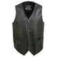 Event Leather EL1310GO Classic Snap Button Black Motorcycle Leather Vest for Men - Riding Club Adult Motorcycle Vests