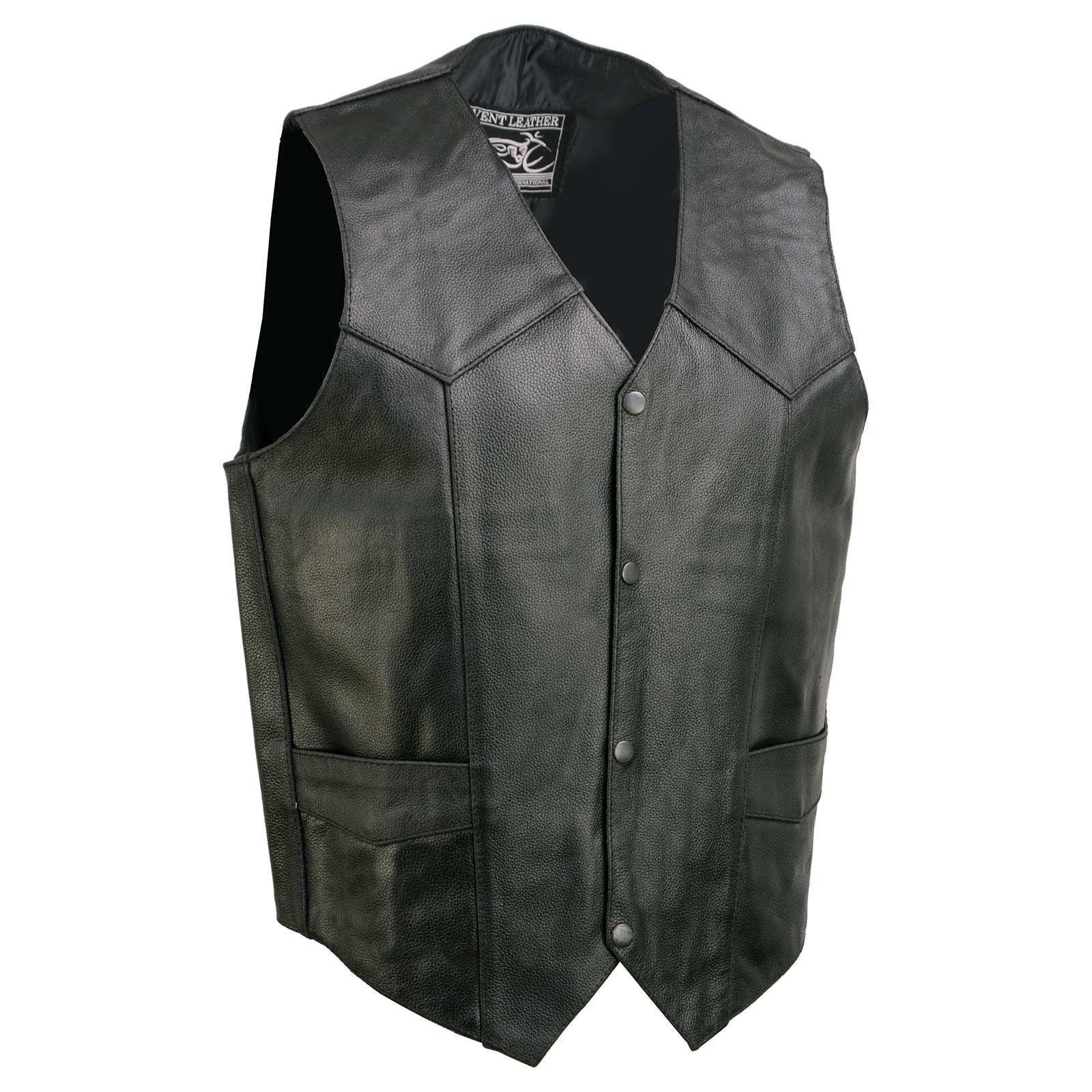 Event Leather EL5310 Black Motorcycle Leather Vest for Men - Riding Club Adult Motorcycle Vests