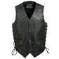 Event Leather EL5315 Black Motorcycle Leather Vest for Men w/ Side Lace- Riding Club Adult Motorcycle Vests