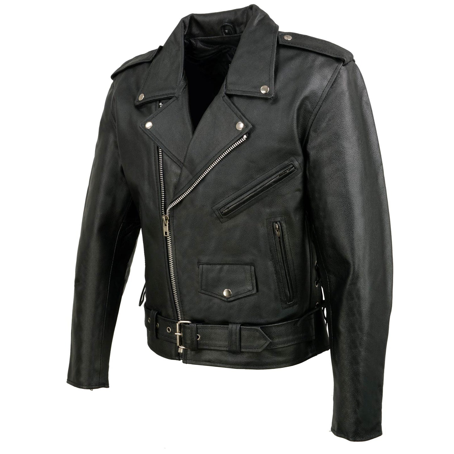 Event Leather EL5411 Men's Black Classic Side Lace Motorcycle Leather Jacket – Motorcycle Riding Jackets