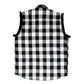 Hot Leathers FLM5202 Men's Black and White Sleeveless Flannel Fringe Shirt