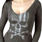 Hot Leathers GLC3495 Flag Skull Ladies Smoke Color Long Sleeve Shirt