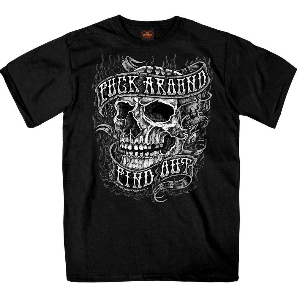 Hot Leathers GMS1546 Men's Black F*** Around Find Out Skull T-Shirt