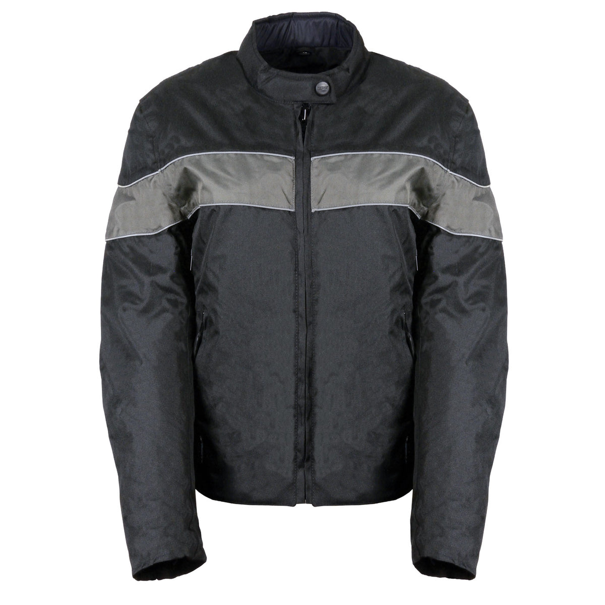 Milwaukee Leather SH2261 Women's Lightweight Black and Grey Textile Motorcycle Jacket with Reflective Piping