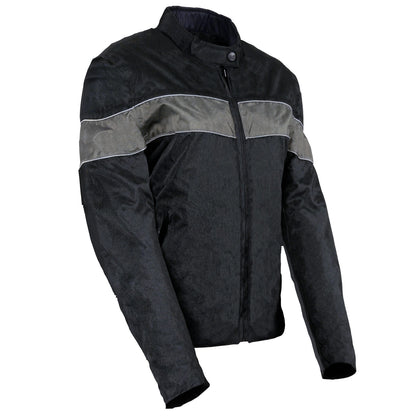 Milwaukee Leather SH2261 Women's Lightweight Black and Grey Textile Motorcycle Jacket with Reflective Piping