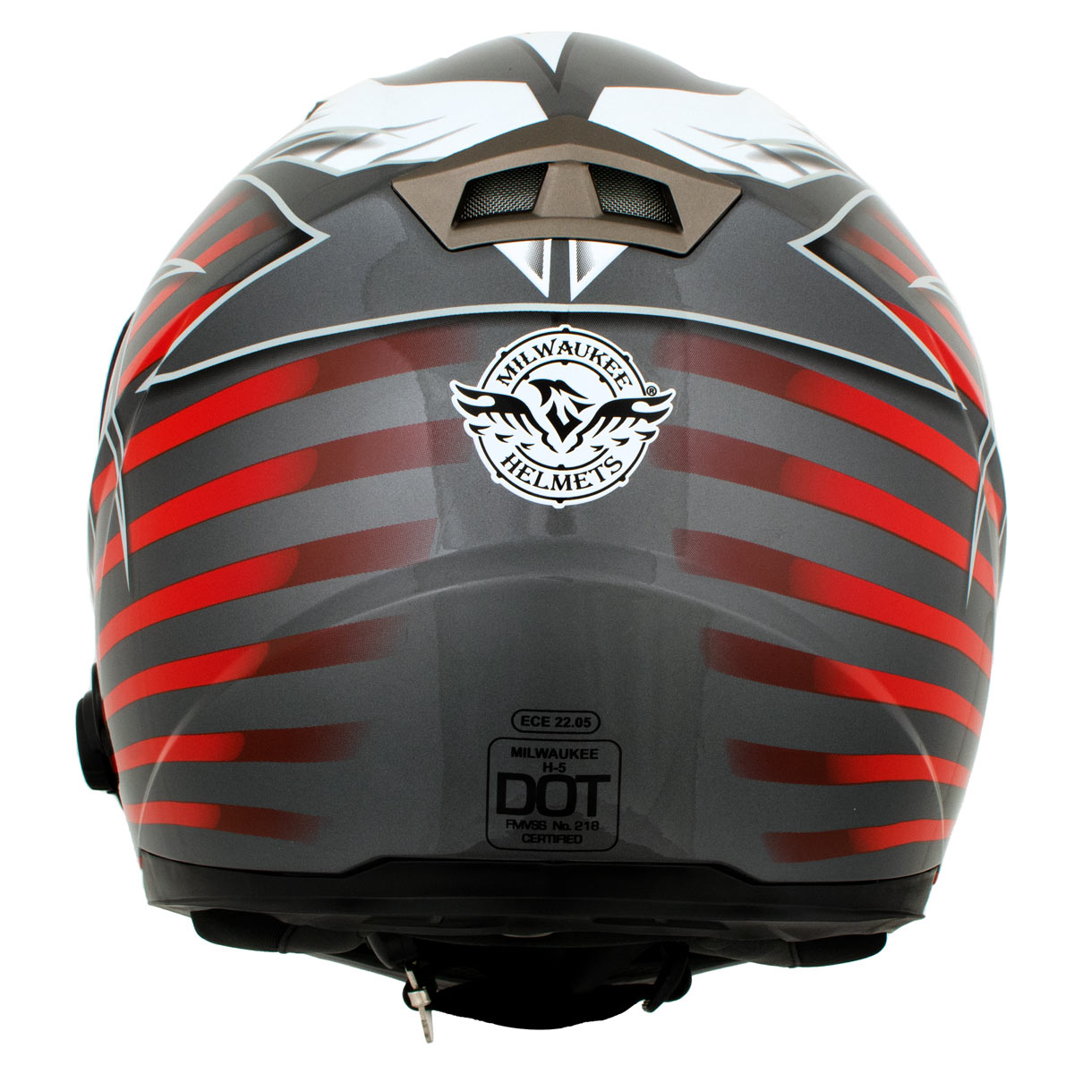 Milwaukee Helmets H520 Titanium and Red Chit-Chat Full Face Wireless Motorcycle Helmet-Stream Music-Phone Calls