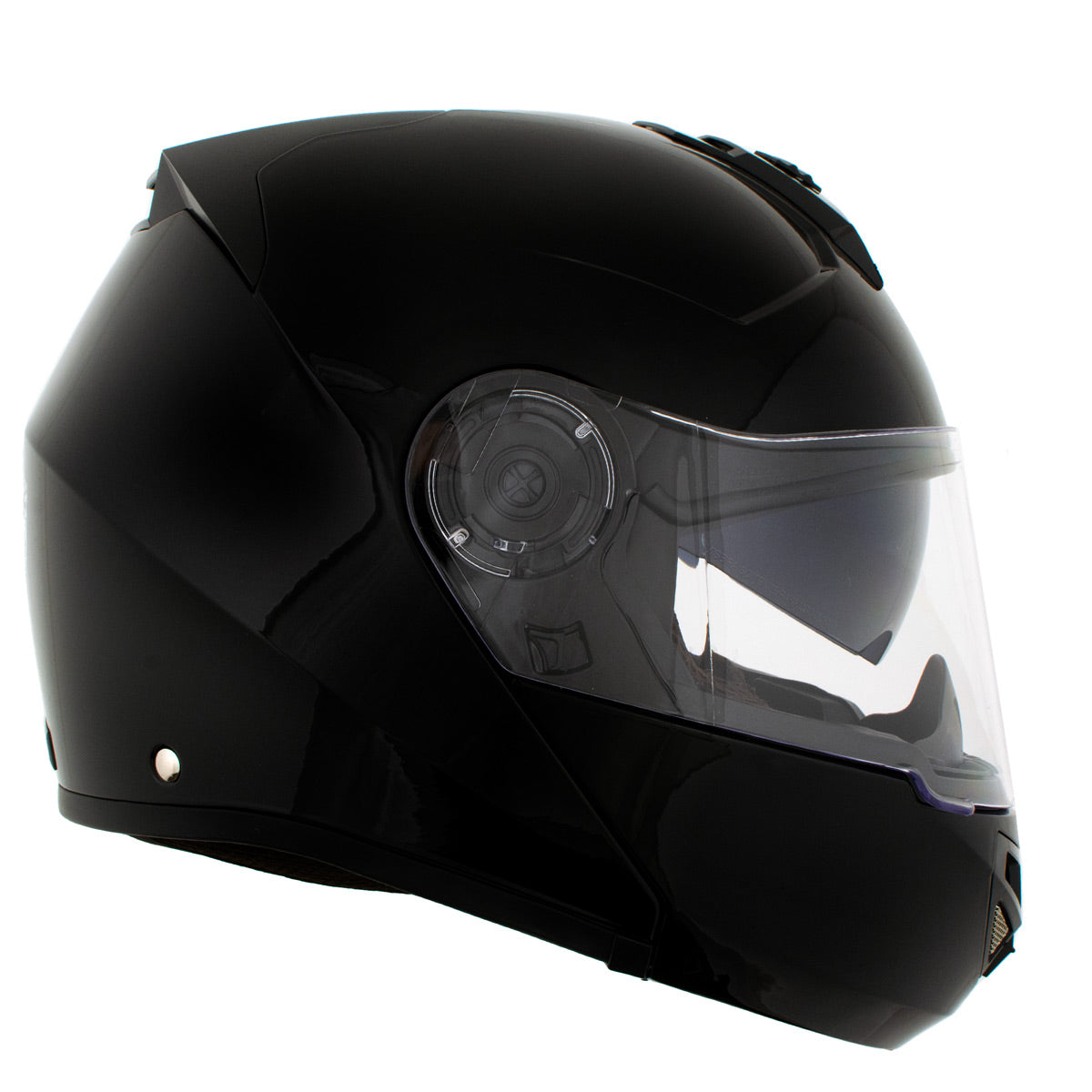 Milwaukee Helmets H7000 Glossy Black Mayday Modular Full Face Wireless Motorcycle Helmet-Stream Music-Phone Calls