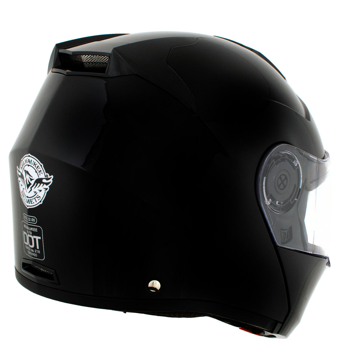 Milwaukee Helmets H7000 Glossy Black Mayday Modular Full Face Wireless Motorcycle Helmet-Stream Music-Phone Calls