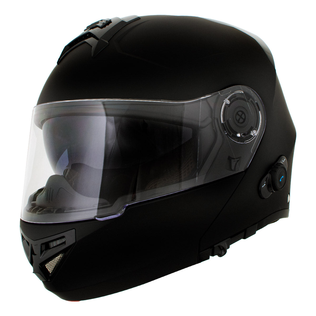 full face bluetooth motorcycle helmets black Milwaukee Helmets H7005 Flat Black Mayday Modular Full Face Wireless – Milwaukee Leather