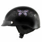 Hot Leathers HLT70 'Purple Butterfly' Glosy Black Advanced DOT Motorcycle Half Face Biker Helmet