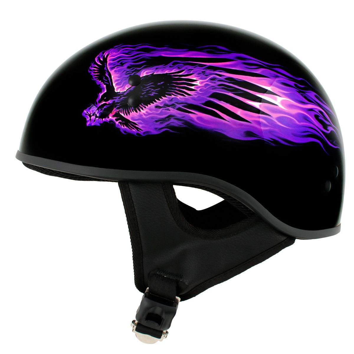 Hot Leathers HLD1007 Black Out Eagle Gloss Black Motorcycle DOT Skull Milwaukee Leather Hot Leathers HLD1007 Black Out Eagle Gloss Black Motorcycle DOT Skull Milwaukee Leather