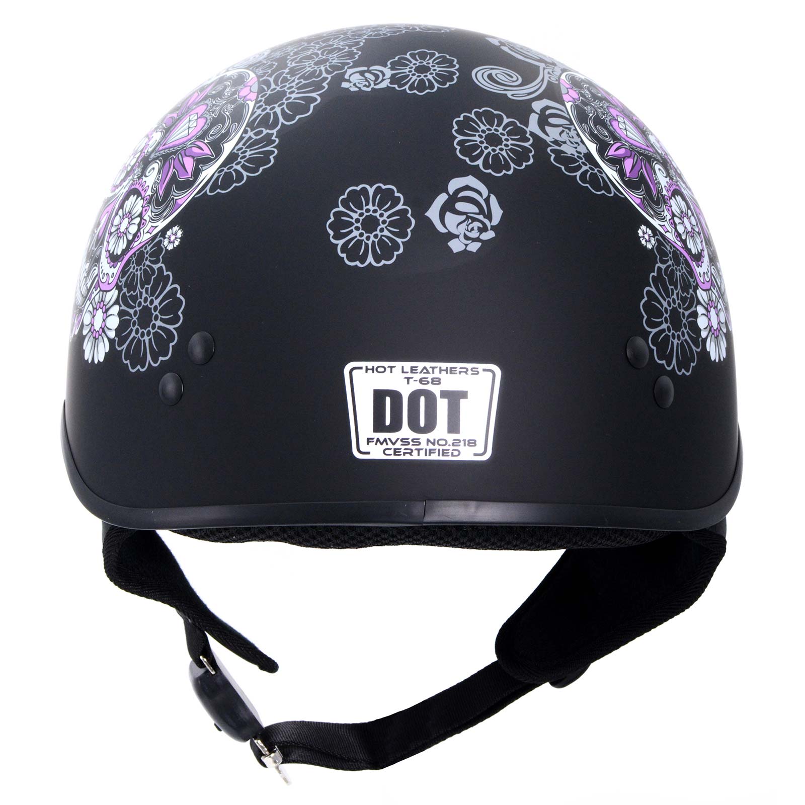Hot Leathers HLD1031 Sugar Skull Flat Black Motorcycle DOT Approved Milwaukee Leather Hot Leathers HLD1031 Sugar Skull Flat Black Motorcycle DOT Approved Milwaukee Leather