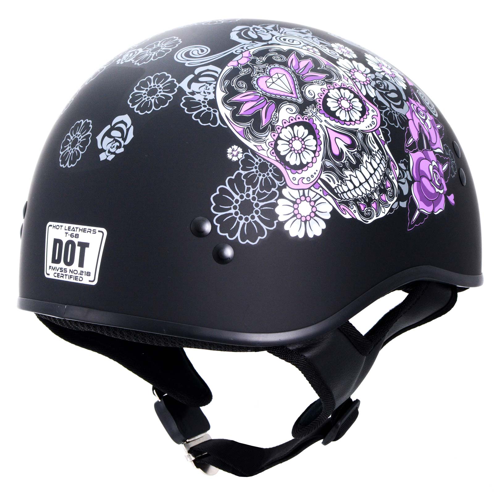 Hot Leathers HLD1031 Sugar Skull Flat Black Motorcycle DOT Approved – Milwaukee Leather Hot Leathers HLD1031 Sugar Skull Flat Black Motorcycle DOT Approved – Milwaukee Leather