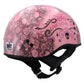 Hot Leathers HLD1048 'Live, Love Ride' Gloss Pink Motorcycle DOT Approved Skull Cap Half Biker Helmet