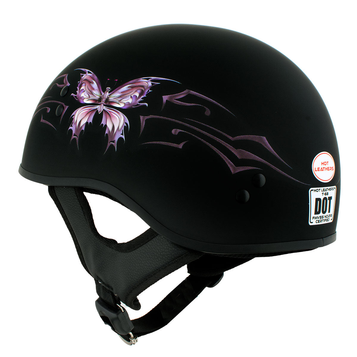 does a flat black motorcycle helmet get hot Hot Leathers HLD1052 DOT Skull Cap Half Helmet