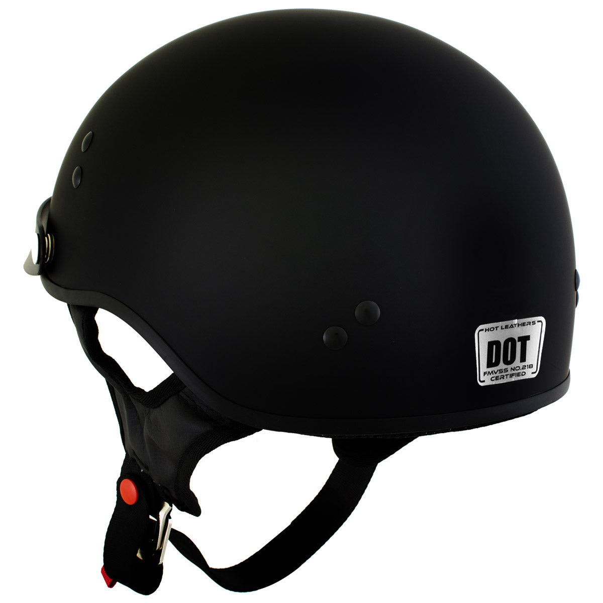 Hot Leathers HLT70 Stealth Flat Matte Black Motorcycle DOT Skull Cap Classic Half Helmet