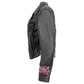 Hot Leathers JKL2001 Women's Black 'Embroidered Bling Rose Design' Braided Motorcycle Leather Jacket