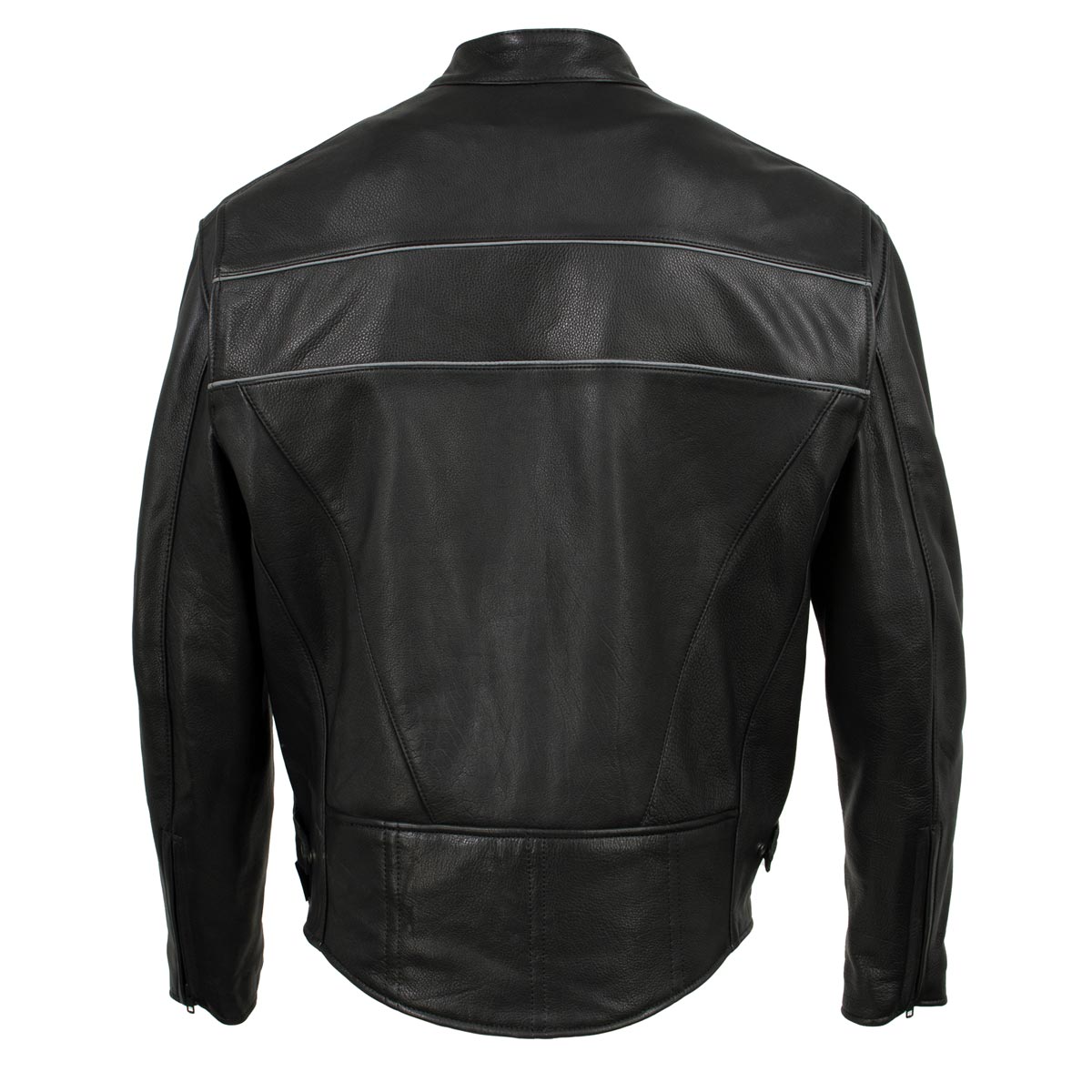 Milwaukee Leather USA MADE MLJKM5003 Men's Black 'Echo' Premium Leather Motorcycle Jacket with Reflective Piping