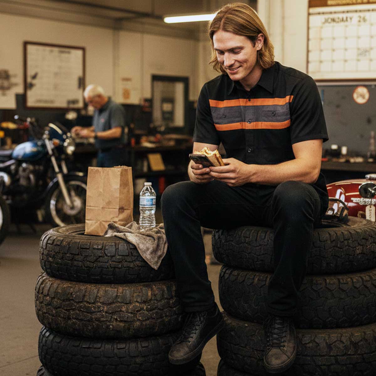 MMCC Men's Petrol Classic Mechanic Button Up Shirt - Dual Chest Pockets - Microfiber Panel - Rider Ready - MMC16006