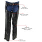Milwaukee Leather Women's Black Braided Leather Motorcycle Chaps w/ Stretch Panels, Adjustable Fit - LKL16700