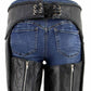 Milwaukee Leather Women's Black Braided Leather Motorcycle Chaps w/ Stretch Panels, Adjustable Fit - LKL16700
