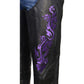 Milwaukee Leather Women's Leather Motorcycle Chaps w/ Embroidery Detail, Adjustable Fit Riding Gear - LKL16702