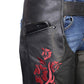 Milwaukee Leather Women's Leather Motorcycle Chaps w/ Embroidery Detail, Adjustable Fit Riding Gear - LKL16703