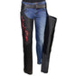 Milwaukee Leather Women's Leather Motorcycle Chaps w/ Embroidery Detail, Adjustable Fit Riding Gear - LKL16703