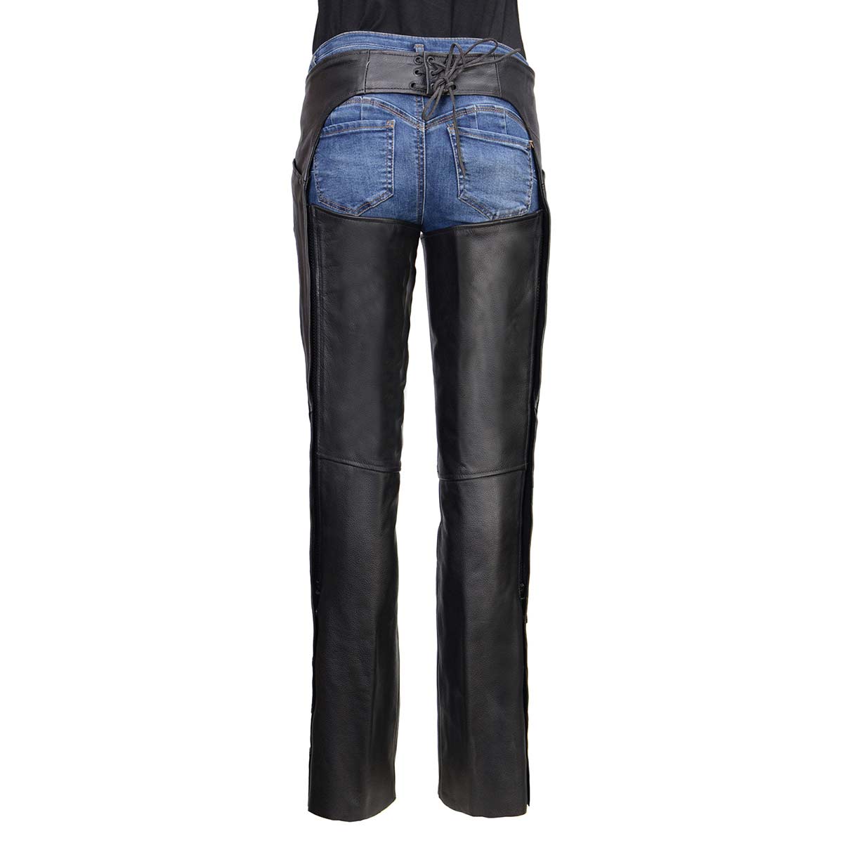 Milwaukee Leather Women's Leather Motorcycle Chaps w/ Embroidery Detail, Adjustable Fit Riding Gear - LKL16703