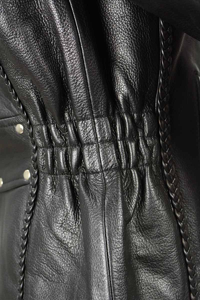 Milwaukee Leather LKL2710 Women's Classic Black Braided Motorcycle Jacket with Studded Back