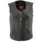 Milwaukee Leather LKL4701 Women's Black Premium Leather Motorcycle Rider Vest w/ Classic 4-Snap Closure